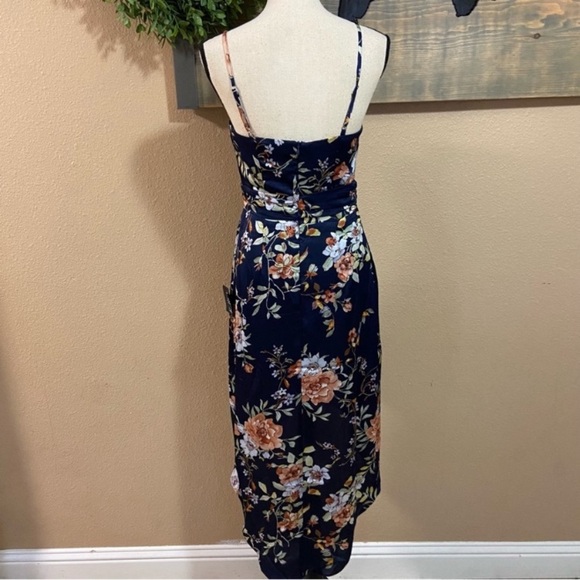 NWOT Lulus My Favorite Day Navy Blue Floral Print Tulip Skirt Midi Dress - Picture 7 of 13